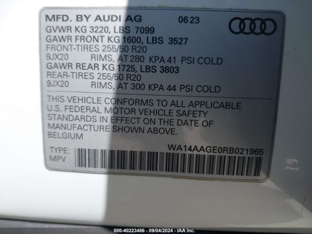 WA14AAGE0RB021965 Audi Q8 E-tron Premium Quattro