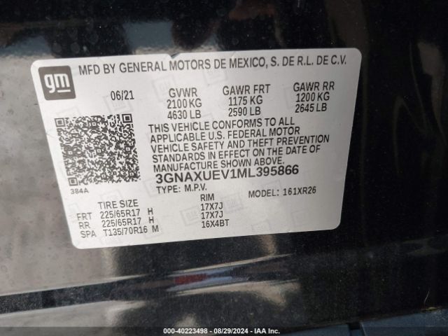 3GNAXUEV1ML395866 Chevrolet Equinox Awd Lt