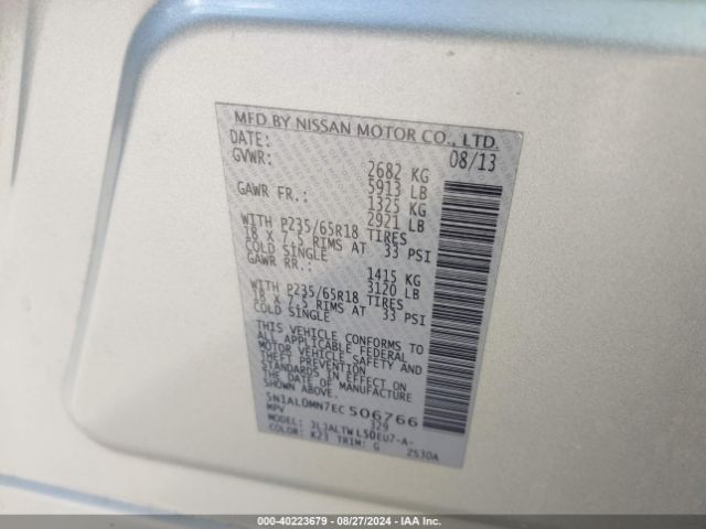 5N1AL0MN7EC506766 Infiniti QX60