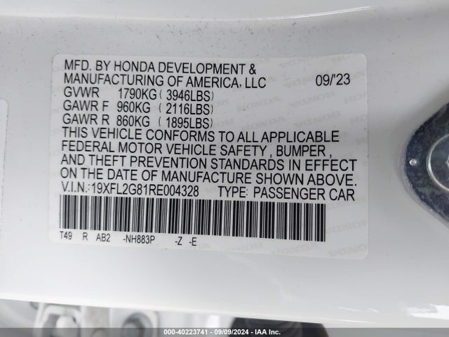 Aukcja sprzedaży 2024 Honda Civic Sport, vin: 19XFL2G81RE004328, numer aukcji: 40223741