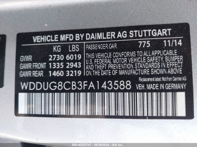 WDDUG8CB3FA143588 Mercedes-Benz S 550