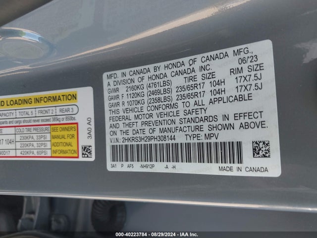 Honda Cr-v Lx 2wd 2023 2HKRS3H29PH308144 Image 9