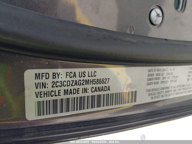 Dodge Challenger Sxt 2021 2C3CDZAG2MH586627 Image 9