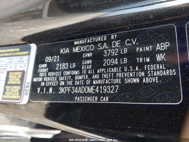 3KPF34AD0ME419327 KIA Forte Gt-line