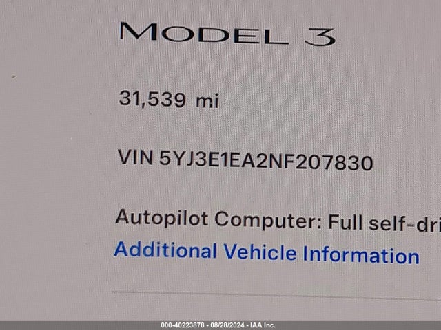 2022 TESLA MODEL 3 5YJ3E1EA2NF207830 Photo 6