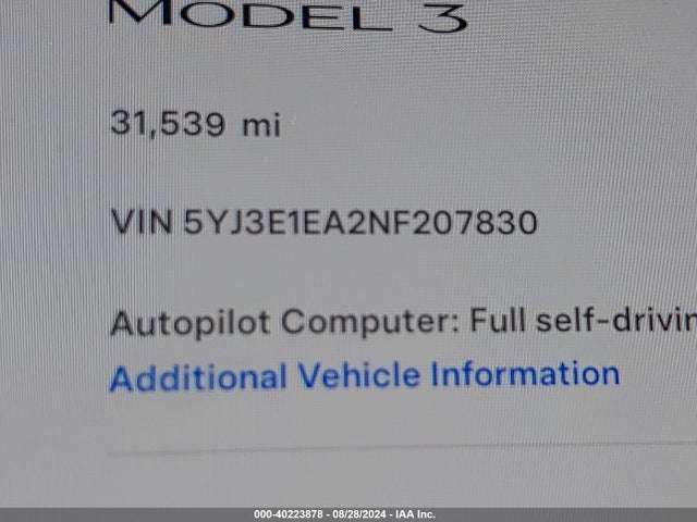 2022 TESLA MODEL 3 5YJ3E1EA2NF207830 Photo 8