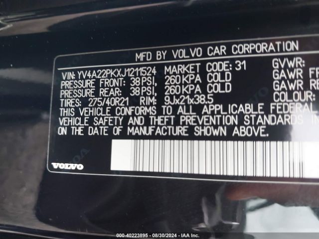 YV4A22PKXJ1211524 Volvo Xc90 T6 Momentum