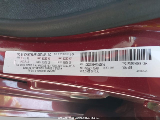 Chrysler 200 Limited 2015 1C3CCCABXFN521653 Image 9