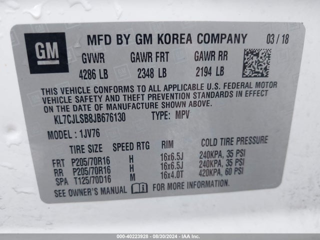 Chevrolet Trax Lt 2018 KL7CJLSB8JB676130 Image 9