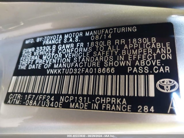 Toyota Yaris Se 2015 VNKKTUD32FA018666 Image 9