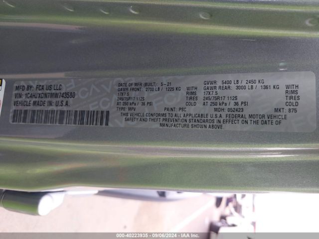 1C4HJXDN7MW743580 Jeep Wrangler Unlimited Sport S 4x4