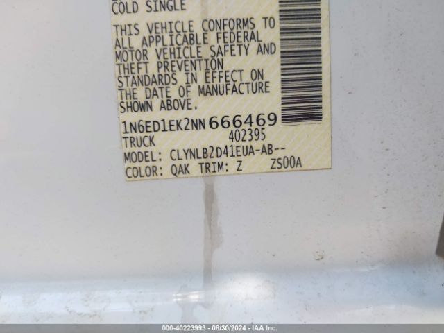 1N6ED1EK2NN666469 Nissan Frontier Sv 4x4