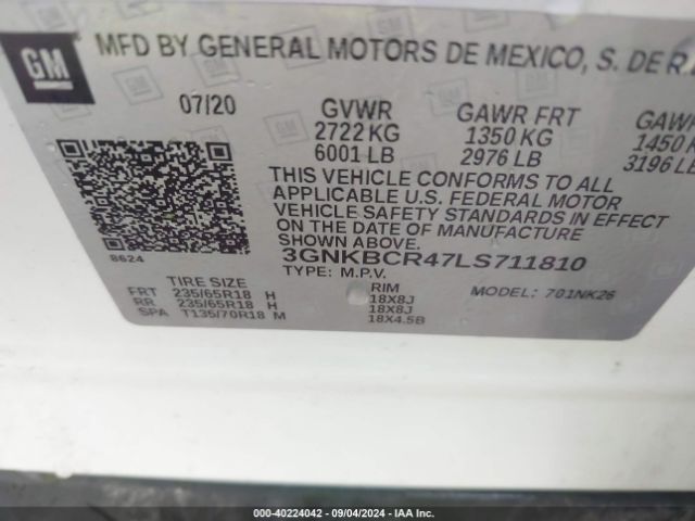 3GNKBCR47LS711810 Chevrolet Blazer Fwd 2lt