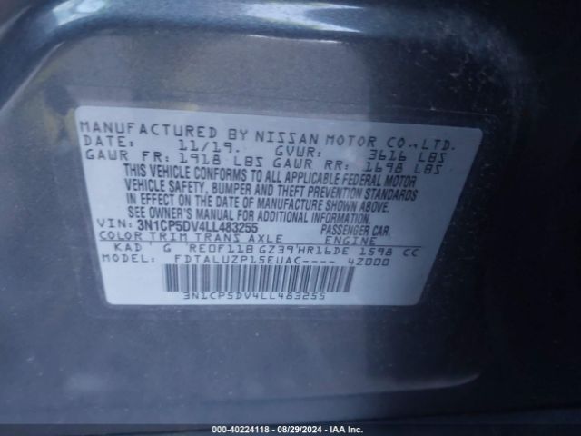 3N1CP5DV4LL483255 Nissan Kicks Sr Xtronic Cvt