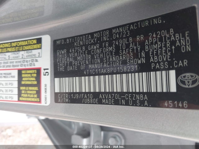 Toyota CAMRY LE 2023 4T1C11AK8PU158231 Image 9