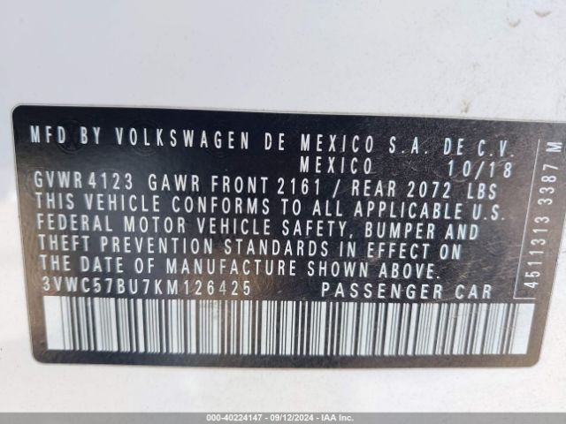 3VWC57BU7KM126425 Volkswagen Jetta