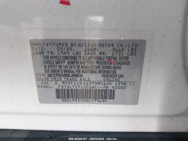 3N1CP5DV0NL499634 Nissan Kicks Sr Xtronic Cvt