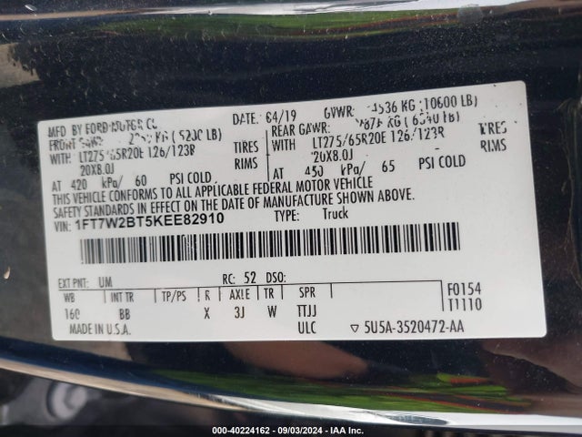 Ford F-250 Platinum 2019 1FT7W2BT5KEE82910 Image 9