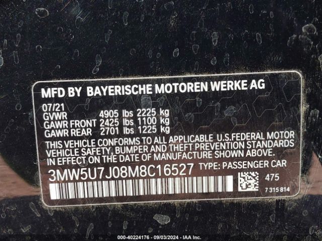 3MW5U7J08M8C16527 BMW 3 Series M340i