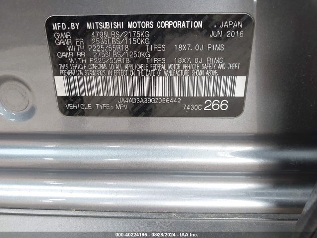 2016 MITSUBISHI OUTLANDER JA4AD3A39GZ056442 Photo 8