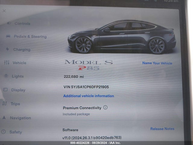 2013 TESLA MODEL S 5YJSA1CP6DFP21905 Photo 6