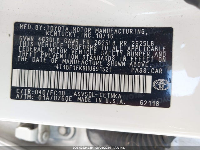 Toyota CAMRY LE 2017 4T1BF1FK9HU691521 Image 9