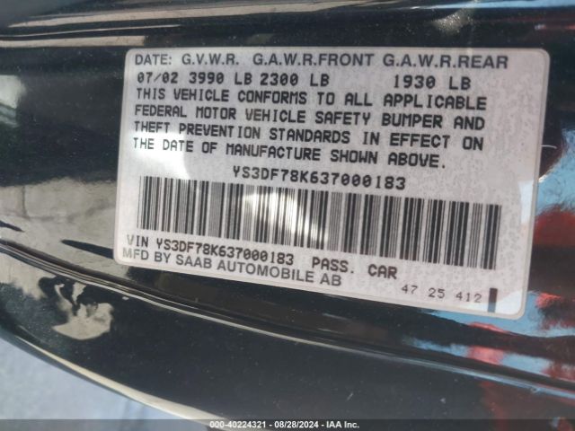 2003 SAAB 9-3 YS3DF78K637000183 Photo 8