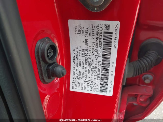 Honda Civic Sport 2019 2HGFC2F83KH578278 Image 9