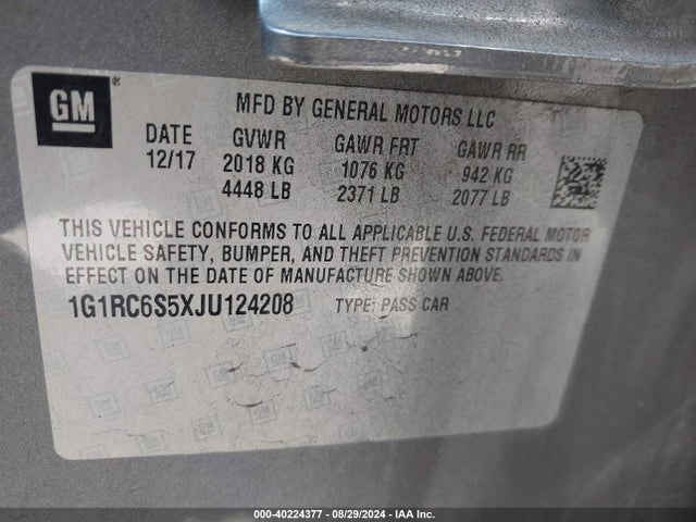 Chevrolet VOLT LT 2018 1G1RC6S5XJU124208 Image 9