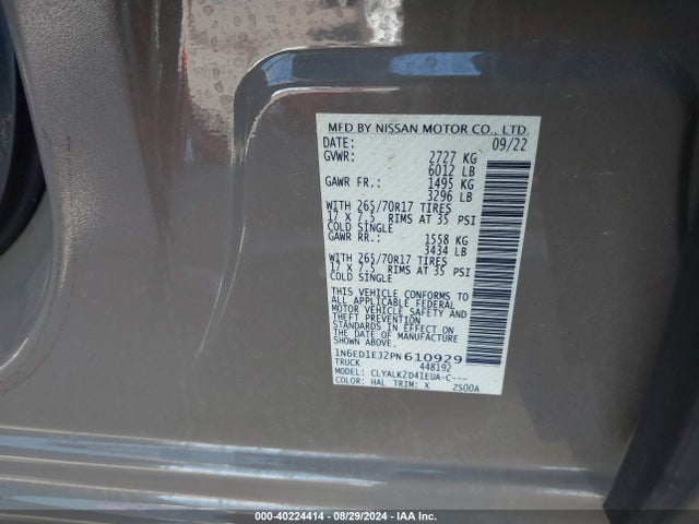Nissan Frontier Pro-x 4x2 2023 1N6ED1EJ2PN610929 Image 9