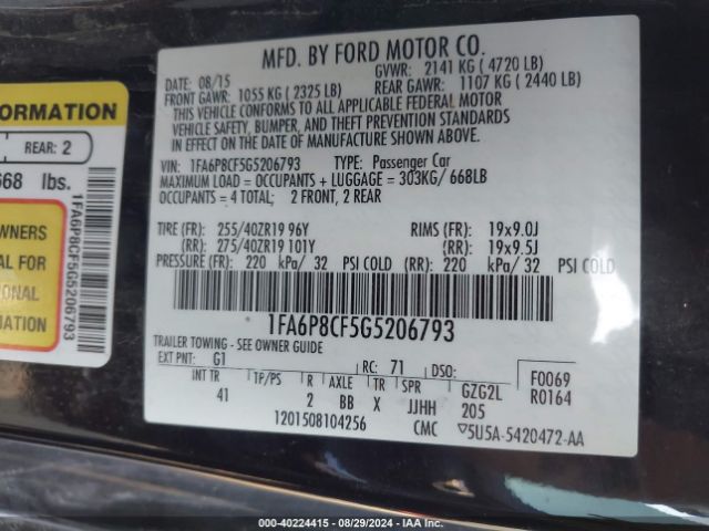 1FA6P8CF5G5206793 Ford Mustang Gt Premium