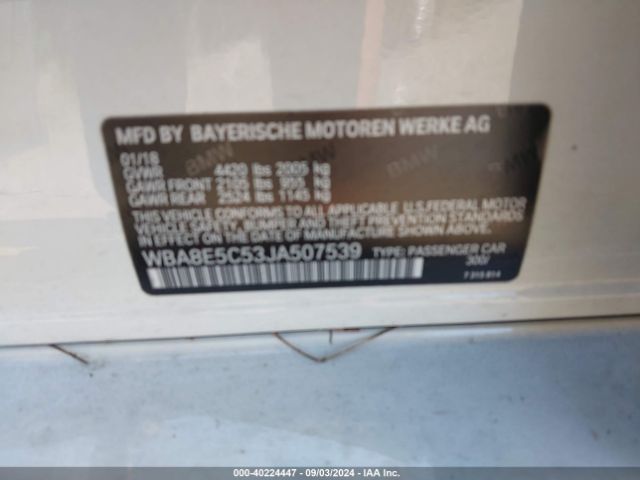 WBA8E5C53JA507539 BMW 328D