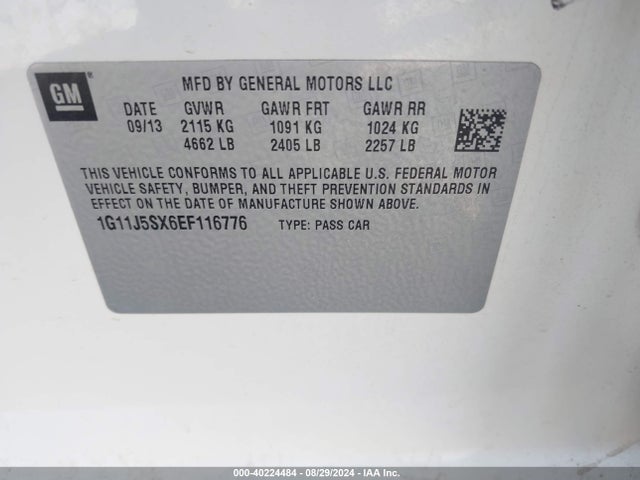 Chevrolet Malibu 2lz 2014 1G11J5SX6EF116776 Image 9