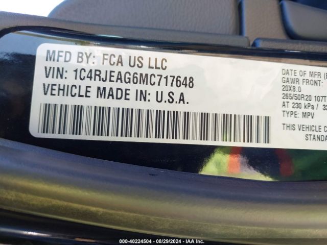 1C4RJEAG6MC717648 Jeep Grand Cherokee Laredo X 4x2