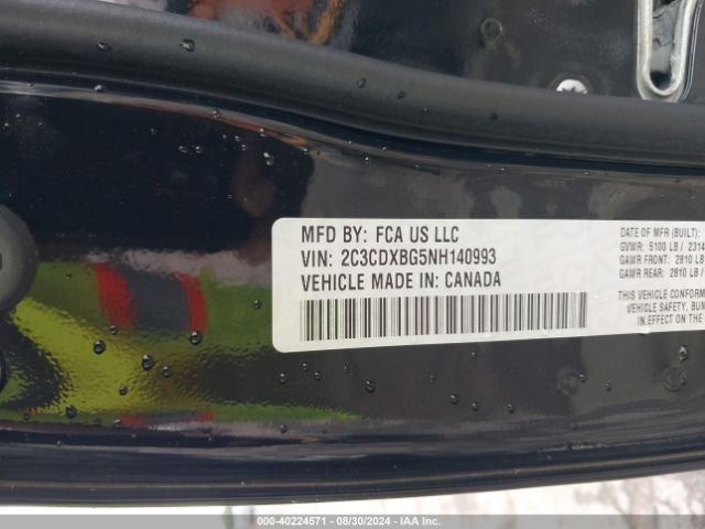 2C3CDXBG5NH140993 Dodge Charger Sxt Rwd
