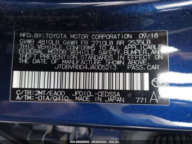 JTDBVRBD4JA005213 Toyota Mirai