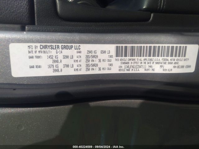 1C4RJFAG1EC547111 Jeep Grand Cherokee Altitude