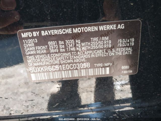 5UXKR6C51E0C03058 BMW X5 Xdrive50i