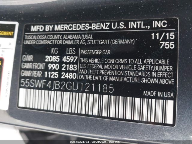 55SWF4JB2GU121185 Mercedes-Benz C 300 Luxury/sport