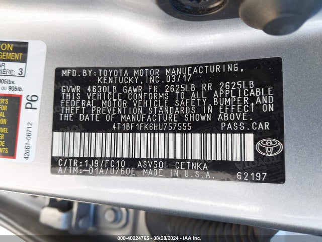 Toyota CAMRY LE 2017 4T1BF1FK6HU757555 Image 9