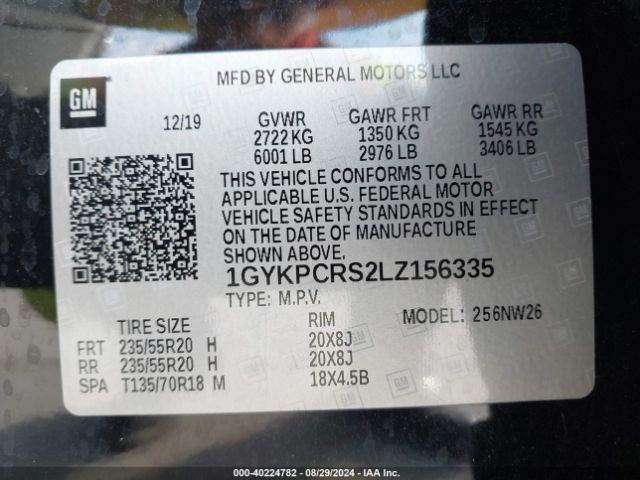 1GYKPCRS2LZ156335 Cadillac Xt6 Fwd Premium Luxury