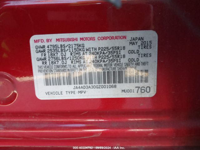 2016 MITSUBISHI OUTLANDER JA4AD3A30GZ001068 Photo 8