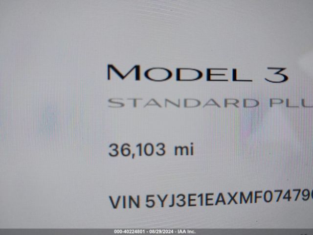 5YJ3E1EAXMF074796 Tesla Model 3 Standard Range Plus Rear-wheel Drive