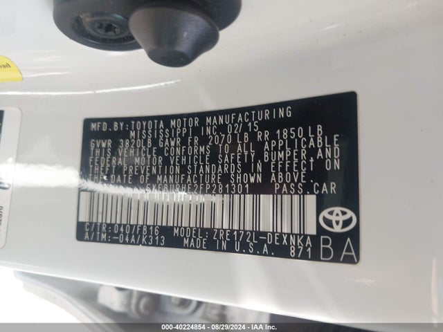 Toyota COROLLA LE 2015 5YFBURHE2FP281301 Image 9