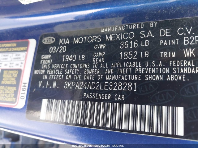 KIA RIO S 2020 3KPA24AD2LE328281 Image 9