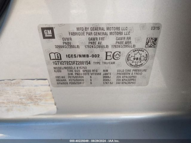 1GTV2TEC5FZ288154 GMC SIERRA 1500