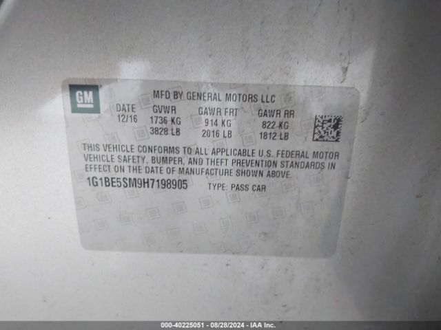1G1BE5SM9H7198905 Chevrolet Cruze Lt Auto