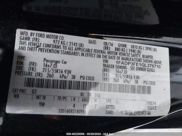 Ford FOCUS SE 2016 1FADP3FE1GL376710 Image 9