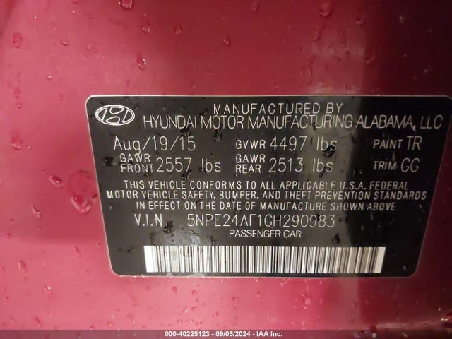 Hyundai SONATA SE 2016 5NPE24AF1GH290983 Image 9