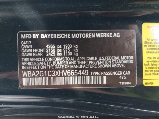 WBA2G1C3XHV665449 BMW M240i